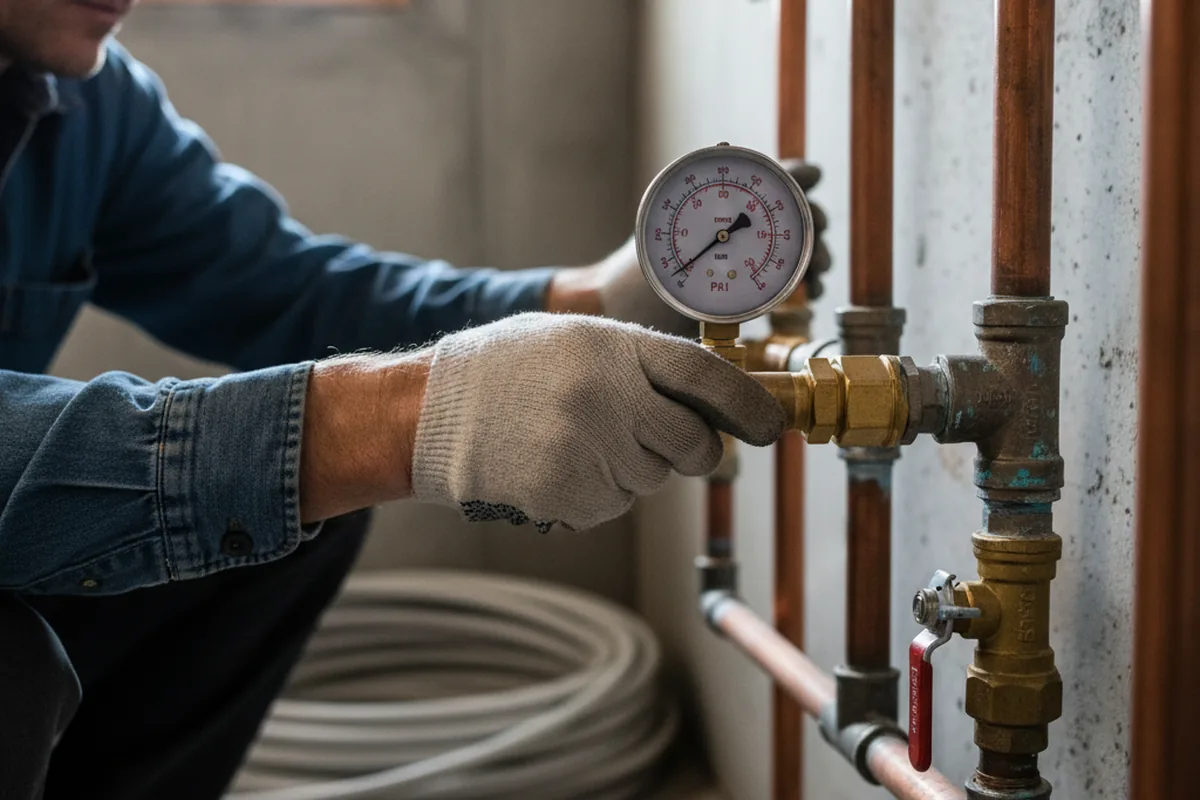 Pressure testing a repaired line during Water Line Repair in Show Low